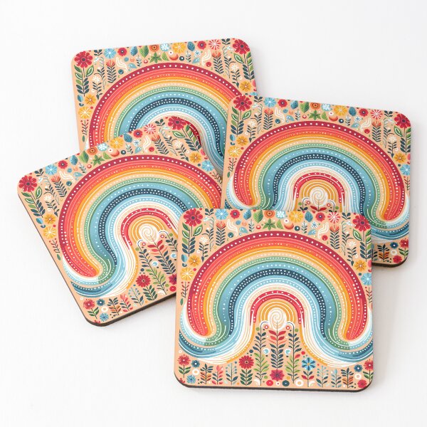 Item preview, Colorful Rainbow Wave - Scandinavian Folk Art by heidiannemorris © designed and sold by FOLK ART FUSION by heidiannemorris.