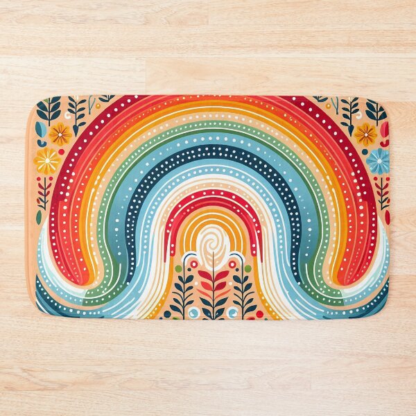 Item preview, Colorful Rainbow Wave - Scandinavian Folk Art by heidiannemorris © designed and sold by FOLK ART FUSION by heidiannemorris.