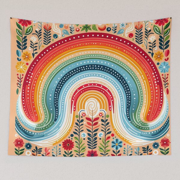 Item preview, Colorful Rainbow Wave - Scandinavian Folk Art by heidiannemorris © designed and sold by FOLK ART FUSION by heidiannemorris.