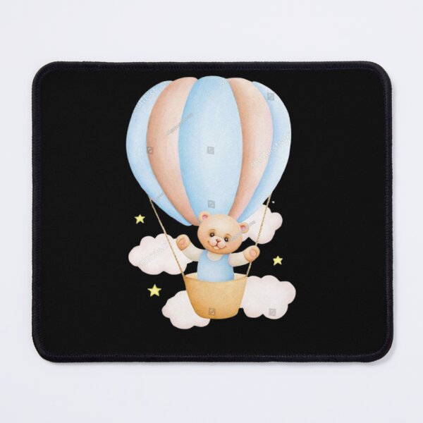 Item preview, Cute cartoon teddy bear on hot air balloon; watercolor hand drawn illustration;  designed and sold by The Art Vibe.