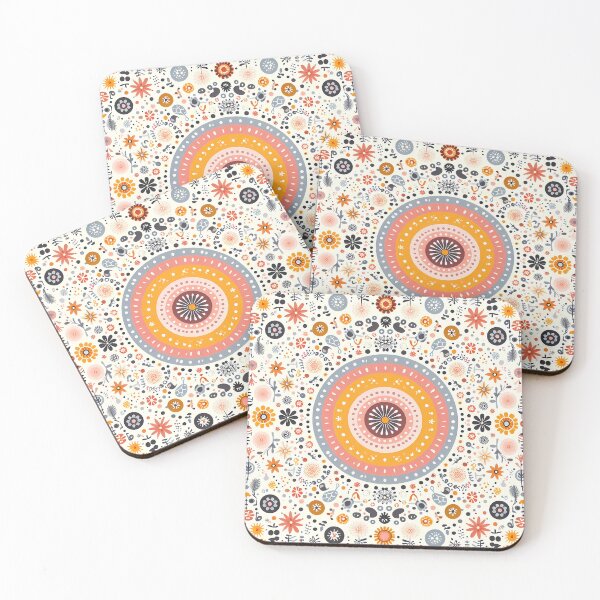 Item preview, Vibrant Folk Art Mandala - Scandinavian Folk Art by heidiannemorris © designed and sold by FOLK ART FUSION.