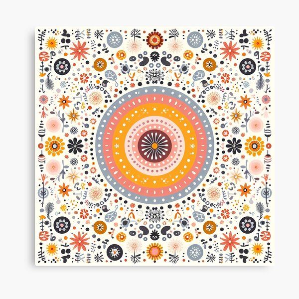 Item preview, Vibrant Folk Art Mandala - Scandinavian Folk Art by heidiannemorris © designed and sold by FOLK ART FUSION by heidiannemorris.