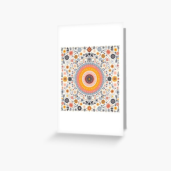 Item preview, Vibrant Folk Art Mandala - Scandinavian Folk Art by heidiannemorris © designed and sold by FOLK ART FUSION by heidiannemorris.