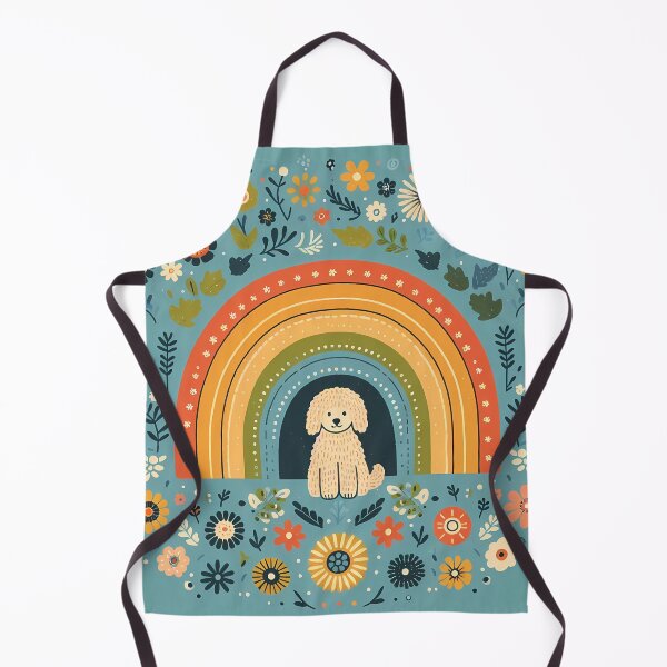 Item preview, Cute Labradoodle Under Rainbow - Scandinavian Folk Art by heidiannemorris © designed and sold by FOLK ART FUSION by heidiannemorris.