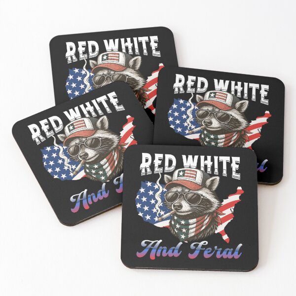 Item preview,  Red White And Feral Funny Raccoon 4th Of July Patriotic Flag designed and sold by ZACK ART.
