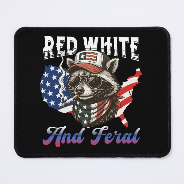 Item preview, Red White And Feral Funny Raccoon 4th Of July Patriotic Flag designed and sold by ZACK ART.
