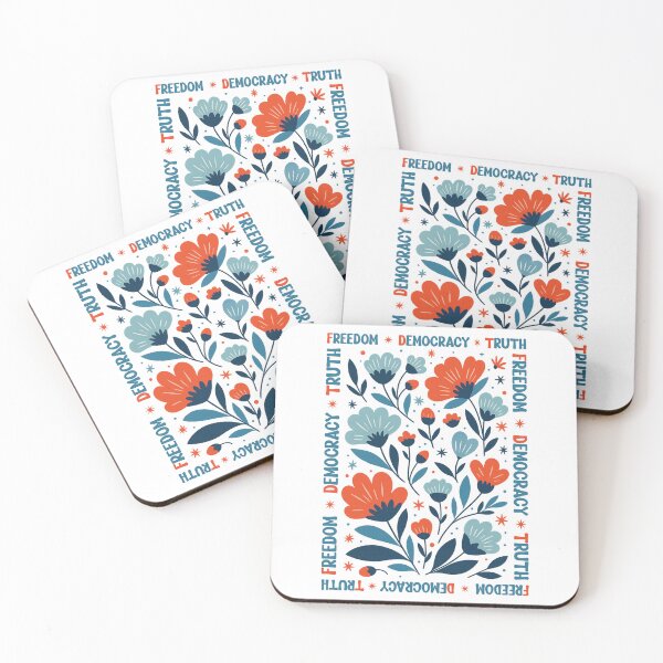 Item preview, Freedom Democracy Truth Retro Floral Art designed and sold by Clinomania Art.