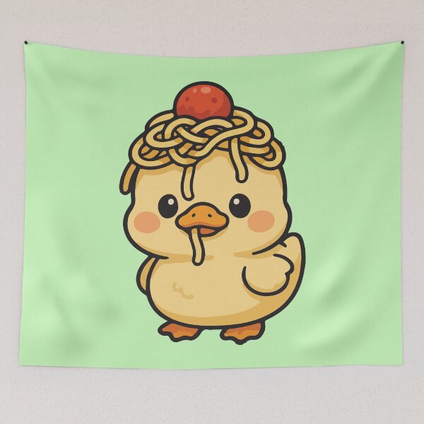 Item preview, Cute baby duck eating noodles  designed and sold by BrownHorse90s.