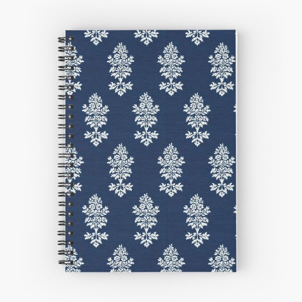 Item preview, Navy Blue and White Floral Damask Pattern – Vintage Textile Style designed and sold by Jonaree Art Design.