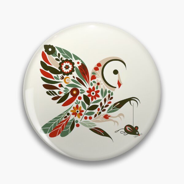 Artikelvorschau, Niedliche Eule mit ihrer Beute – Skandinavische Volkskunst von heidiannemorris © entworfen und verkauft von FOLK ART FUSION by heidiannemorris.