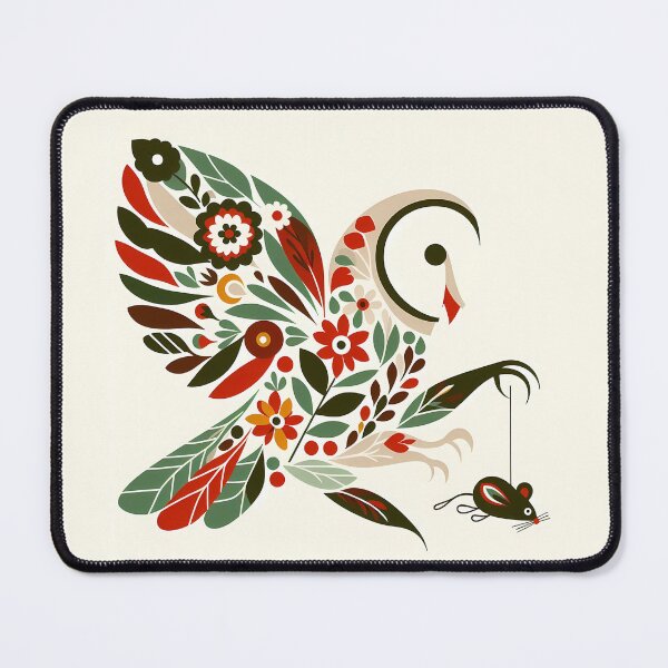 Item preview, Cute Owl with Its Catch - Scandinavian Folk Art by heidiannemorris © designed and sold by FOLK ART FUSION by heidiannemorris.