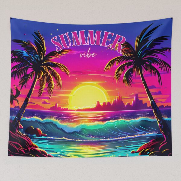 Item preview, Sunset Vibrance: Neon Beach Paradise designed and sold by MiraLumeStudio.
