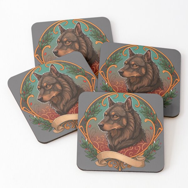 Item preview, Majestic Dog Neotraditional Tattoo – Art Nouveau Decorative Animal Illustration designed and sold by Ojo de Lilith.