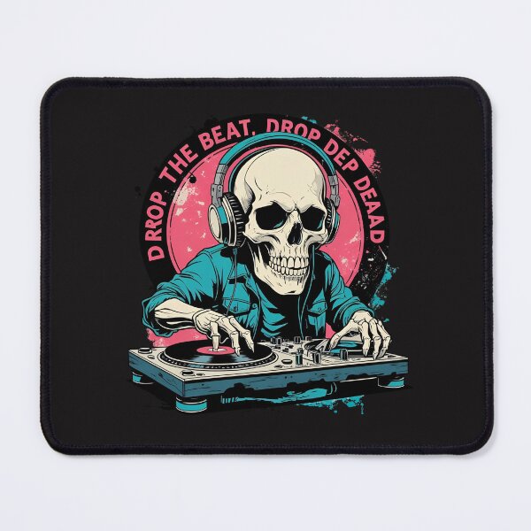 Item preview, Skull DJ – Drop the Beat, Drop Dead | Neon Skull with Headphones Art designed and sold by ColorSplash123.
