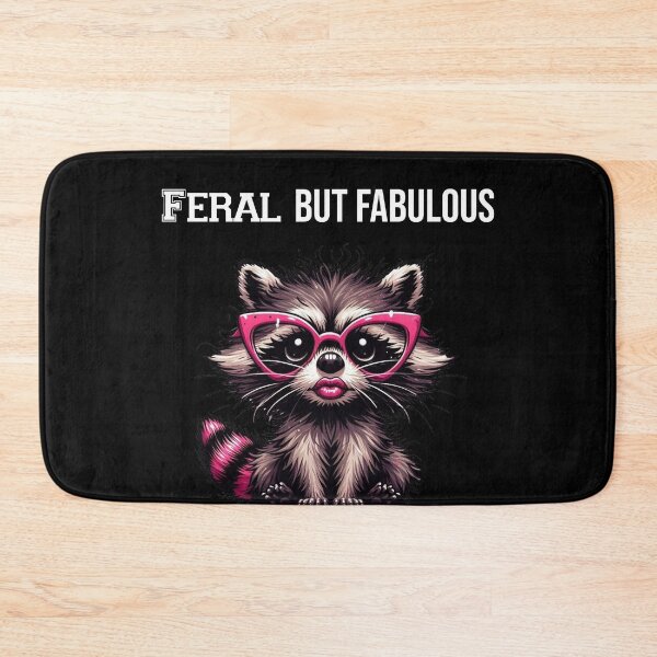 Item preview, Feral But Fabulous Raccoon – Funny Animal Quote for Chaotic Vibes White Text designed and sold by Confuzz1ed.