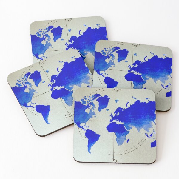 Item preview, blue world map designed and sold by dreamtravel.