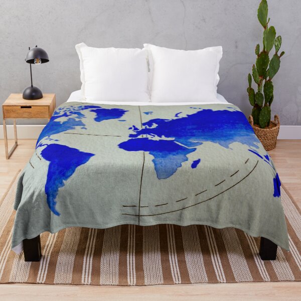 Item preview, blue world map designed and sold by dreamtravel.