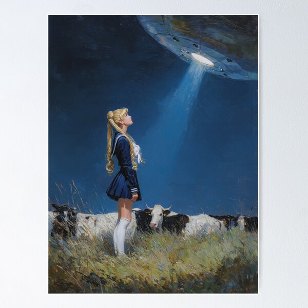 Item preview, Sailor Moon and the UFO Beam at Night designed and sold by pastel.moonwave.