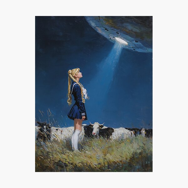 Item preview, Sailor Moon and the UFO Beam at Night designed and sold by pastel.moonwave.
