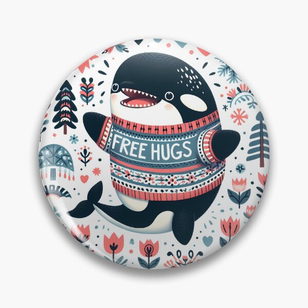 Item preview, Cute Orca Free Hugs - Scandinavian Folk Art by heidiannemorris © designed and sold by FOLK ART FUSION by heidiannemorris.