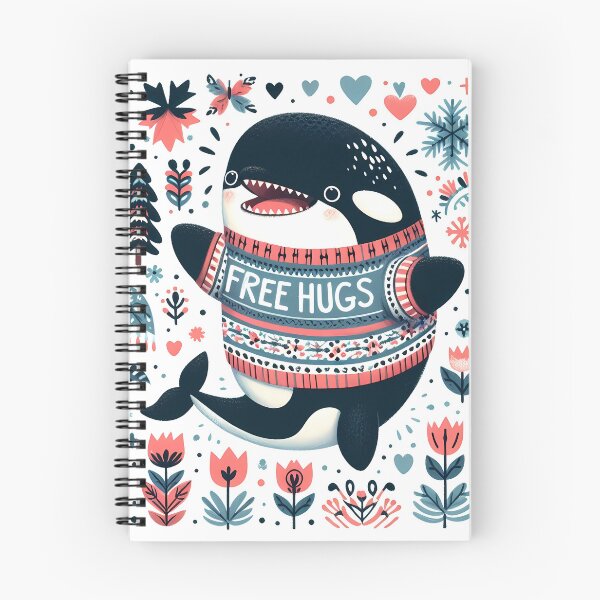 Item preview, Cute Orca Free Hugs - Scandinavian Folk Art by heidiannemorris © designed and sold by FOLK ART FUSION by heidiannemorris.
