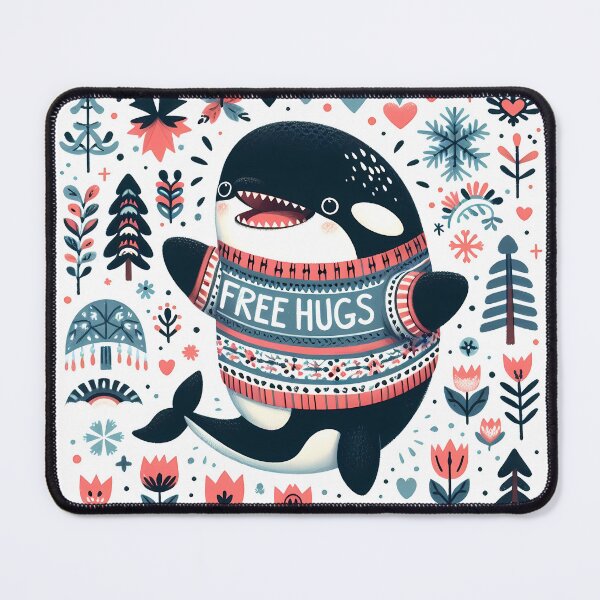 Item preview, Cute Orca Free Hugs - Scandinavian Folk Art by heidiannemorris © designed and sold by FOLK ART FUSION by heidiannemorris.