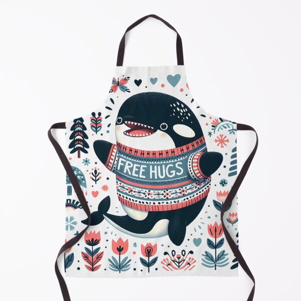 Item preview, Cute Orca Free Hugs - Scandinavian Folk Art by heidiannemorris © designed and sold by FOLK ART FUSION by heidiannemorris.