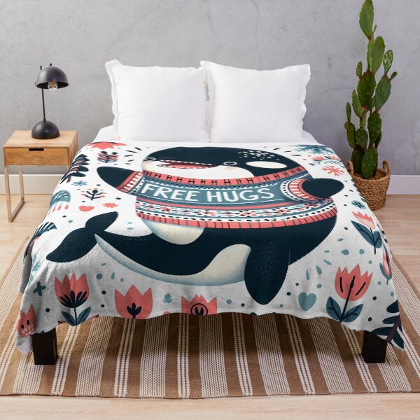 Item preview, Cute Orca Free Hugs - Scandinavian Folk Art by heidiannemorris © designed and sold by FOLK ART FUSION by heidiannemorris.