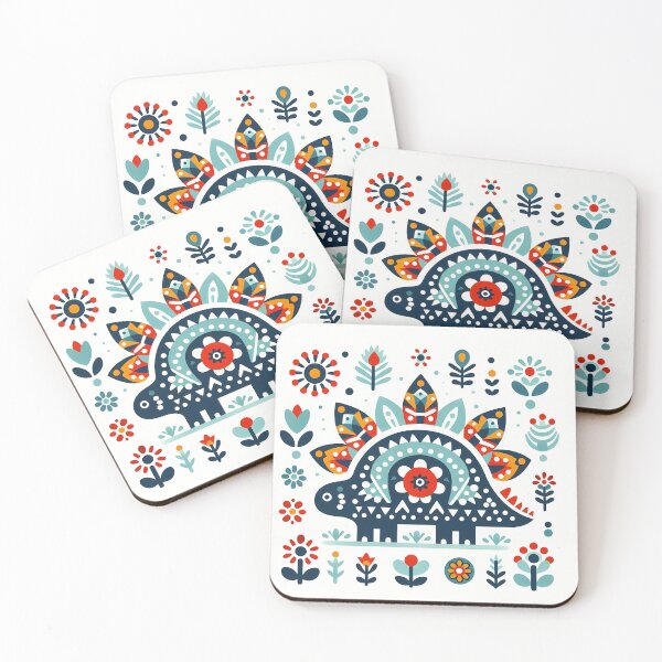 Item preview, Cute Walking Stegosaurus Art - Scandinavian Folk Art by heidiannemorris © designed and sold by FOLK ART FUSION by heidiannemorris.