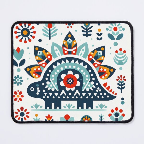 Item preview, Cute Walking Stegosaurus Art - Scandinavian Folk Art by heidiannemorris © designed and sold by FOLK ART FUSION by heidiannemorris.