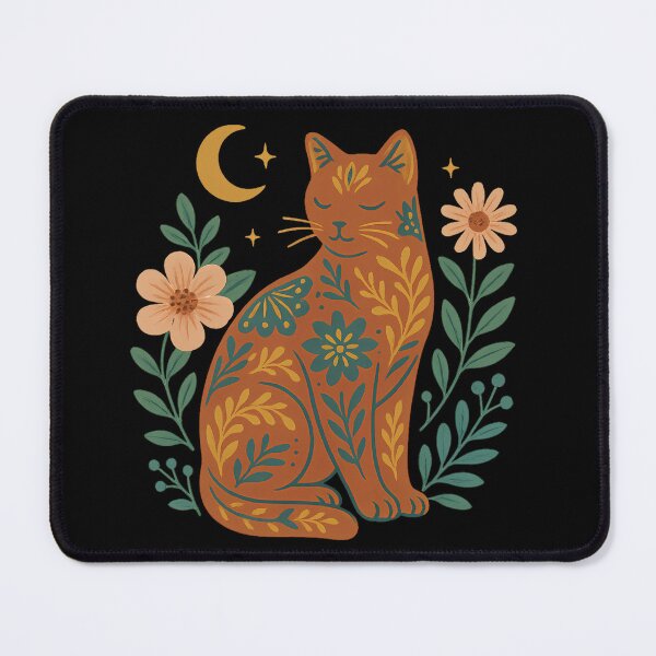 Aperçu de l'œuvre Chat Folk Boho Fleuris – Design Ornemental Coloré Élégant créée et vendue par OTSC.