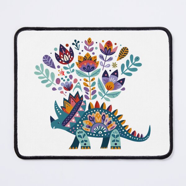 Item preview, Cute Colourful Triceratops Art - Scandinavian Folk Art by heidiannemorris © designed and sold by FOLK ART FUSION by heidiannemorris.