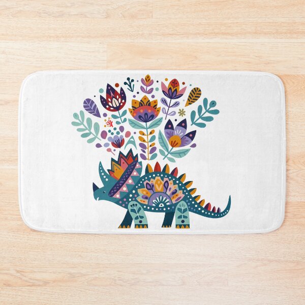 Item preview, Cute Colourful Triceratops Art - Scandinavian Folk Art by heidiannemorris © designed and sold by FOLK ART FUSION by heidiannemorris.