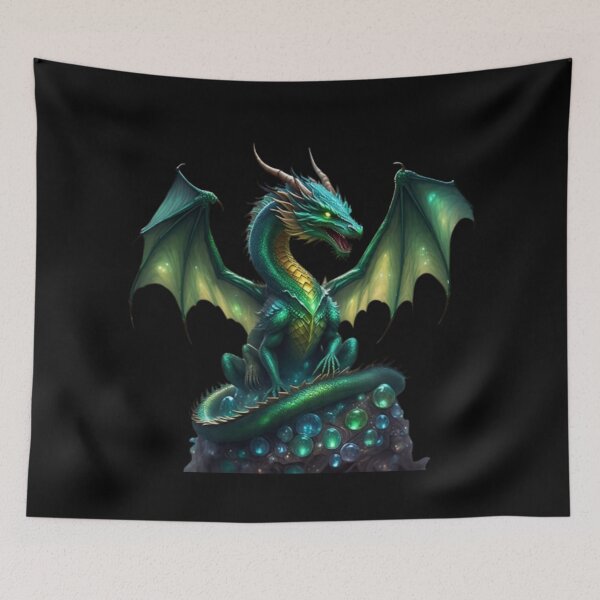 Item preview, Emerald Dragon on Gemstone Throne designed and sold by DixieGirlStudio.