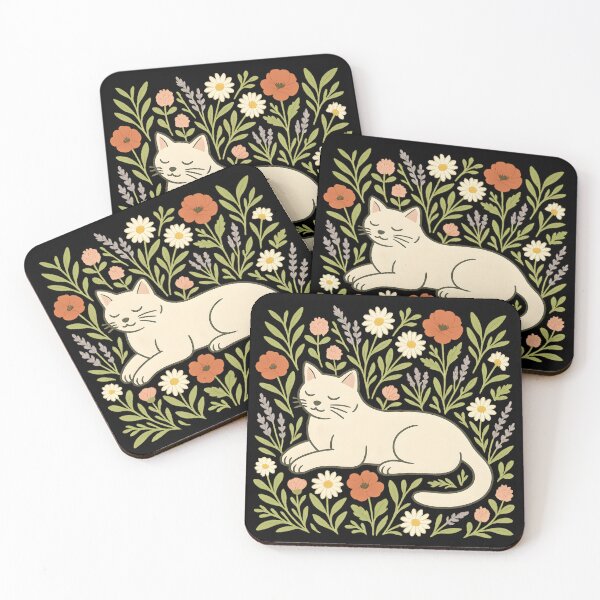Item preview, Floral Cat Lying Down – Cozy Cottagecore Illustration designed and sold by OTSC.