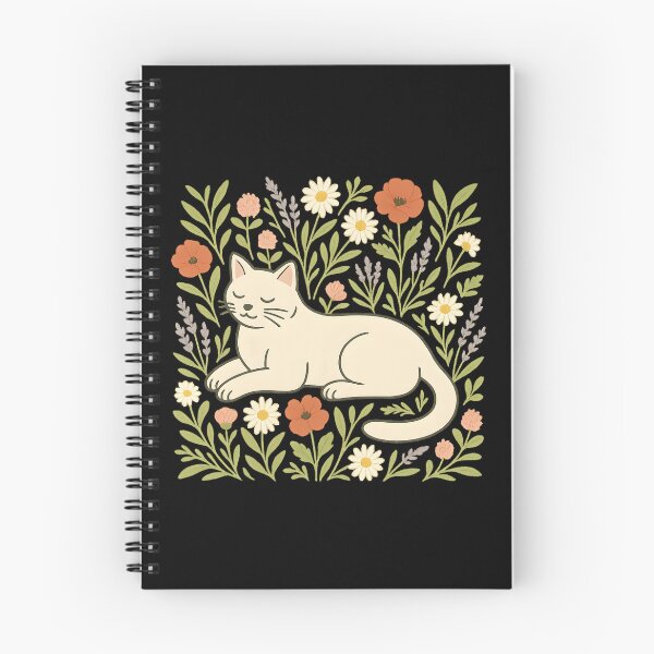 Item preview, Floral Cat Lying Down – Cozy Cottagecore Illustration designed and sold by OTSC.