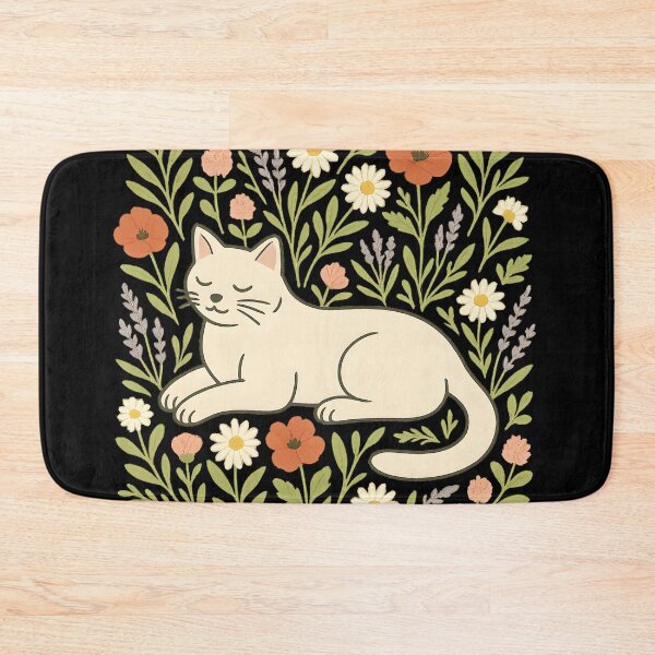 Item preview, Floral Cat Lying Down – Cozy Cottagecore Illustration designed and sold by OTSC.