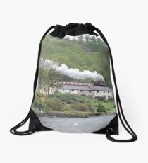 The Train That Rides The Rooftops Drawstring Bag