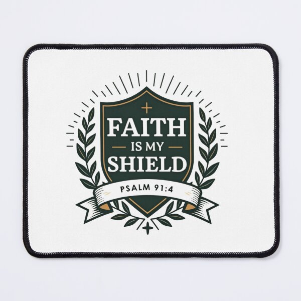 Item preview, Faith Is My Shield – Psalm 91:4 | Christian Shield Emblem Design designed and sold by BloomingVerses.