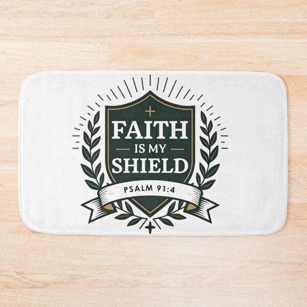 Item preview, Faith Is My Shield – Psalm 91:4 | Christian Shield Emblem Design designed and sold by BloomingVerses.