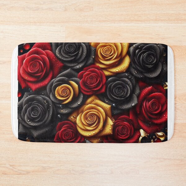 Item preview, Vibrant Black, Red & Yellow Roses – Dark & Fiery Floral Art designed and sold by nigejohn.