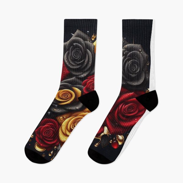 Item preview, Vibrant Black, Red & Yellow Roses – Dark & Fiery Floral Art designed and sold by nigejohn.