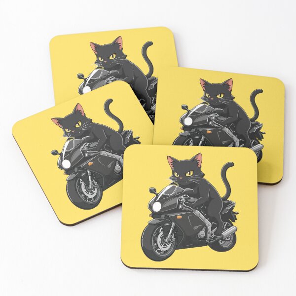 Item preview, Black cat driving motorcycle designed and sold by BrownHorse90s.