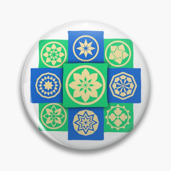 Item preview, Blue Green Floral Kamon Set Patchwork designed and sold by urrin DESIGN.