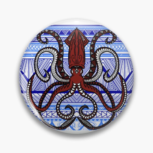 Item preview, Light Blue and Blue Tribal Pattern with Giant Squid designed and sold by Steeb757.