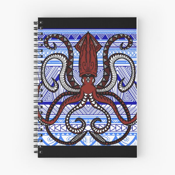 Item preview, Light Blue and Blue Tribal Pattern with Giant Squid designed and sold by Steeb757.