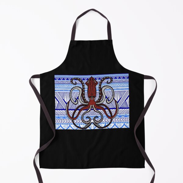 Item preview, Light Blue and Blue Tribal Pattern with Giant Squid designed and sold by Steeb757.