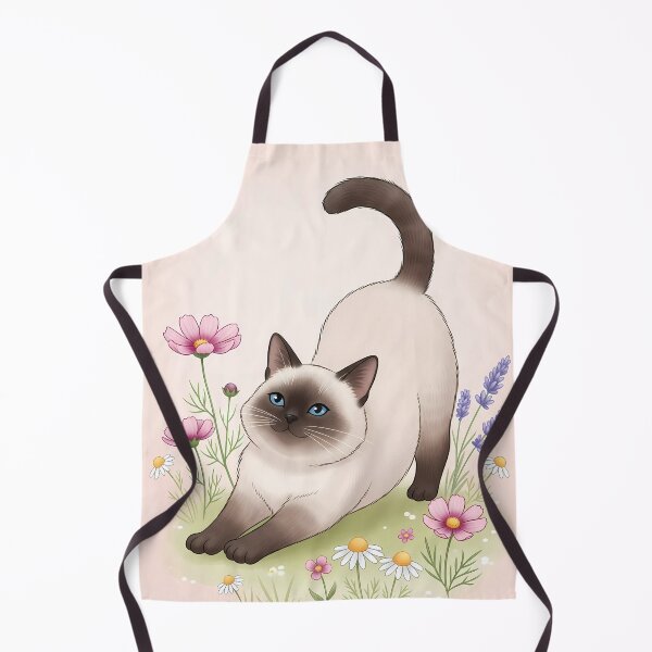 Item preview, Chubby Siamese Cat Standing in Wildflowers with Pastel Pink Background designed and sold by LOVE ART DESIGNS .