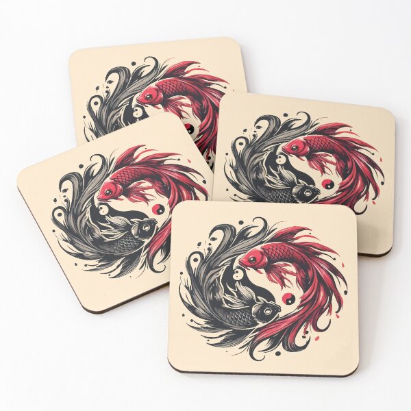 Item preview, Koi fish black and red japanese style designed and sold by BrownHorse90s.