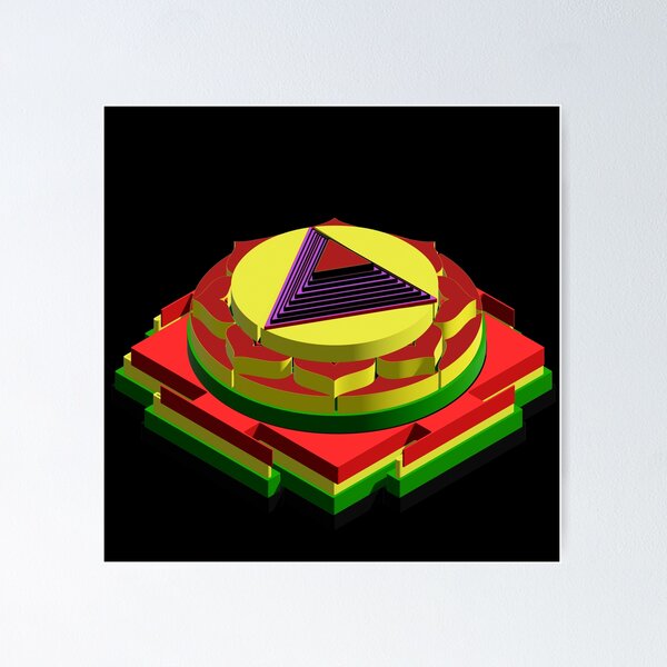 Item preview, Tripura Bhairavi 3D Meru Yantra – The Fiery Mountain of Divine Power and Transformation designed and sold by myabstractart _RB.